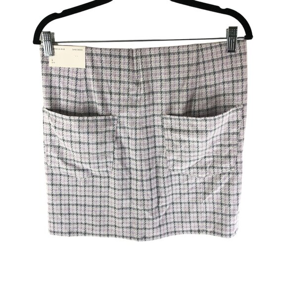 American Eagle Super Hi-Rise Stretch Skirt Mini Plaid Pull On Pockets Size L - Picture 2 of 5